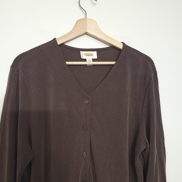 Talbots Brown coffee Long Sleeve Cropped Cardigan,Women's Size Large - Picture 5 of 11